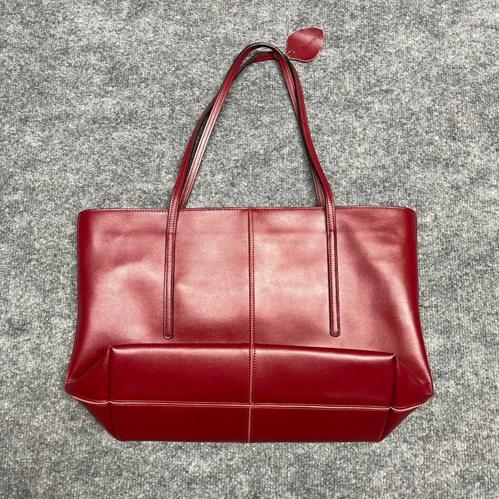 Obosoyo Women Red Tote Bag Zip Top Shoulder Bag Minimalist Work Bag - Picture 3 of 13